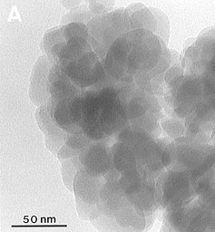 Ferrisilicatos de tipo ZSM-5 antes (A) y después (B) de un tratamiento hidrotérmico que produce la agregación de iones de Fe en nanopartículas (1)